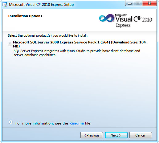 Visual C# 2010 setup