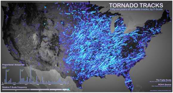 Tornado tracks visualization